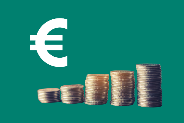 Símbolo del euro y monedas